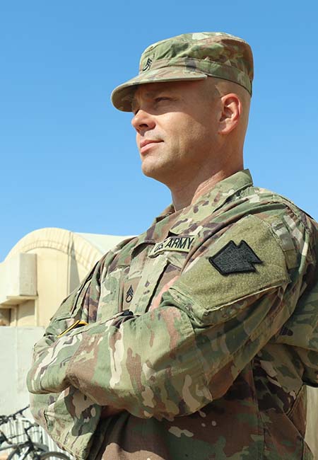 service member standing outside