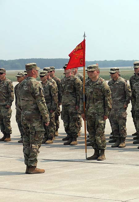 National Guard members standing at attention