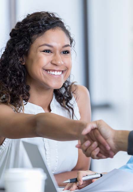 shaking hands at interview