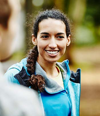 woman smiling outside