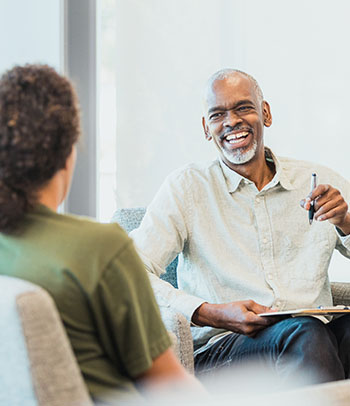 Woman talking to therapist