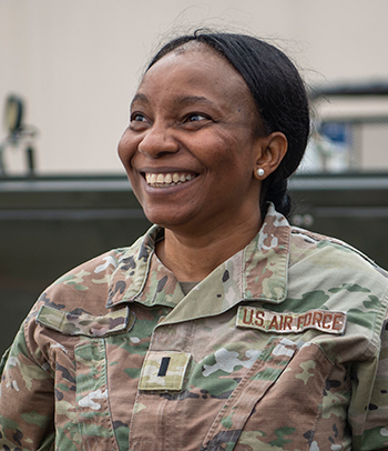 smiling female service member