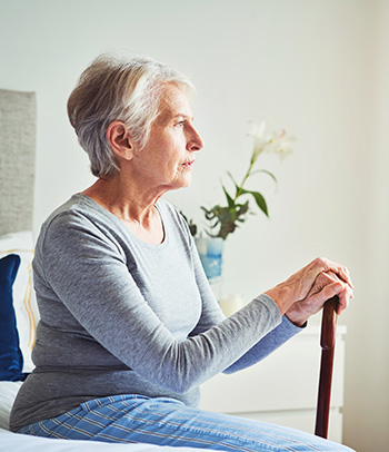 Woman with cane