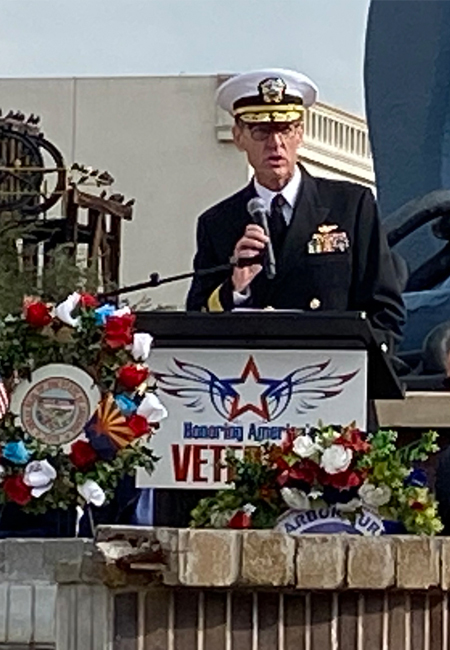 Admiral Jim Symonds speaking at the Phoenix Pearl Harbor Remembrance Day
