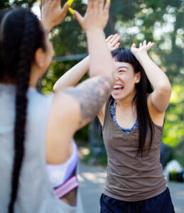 Woman celebrating victory