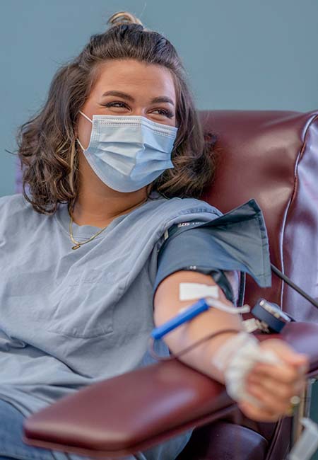Woman donating blood