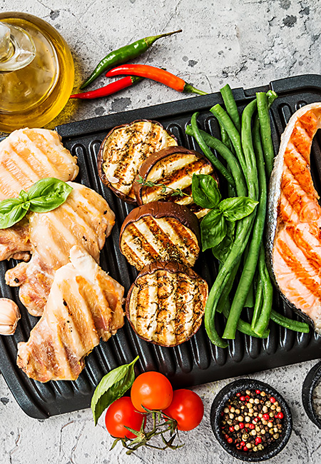 Healthy grilled food.