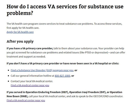 Accessing VA Services screenshot