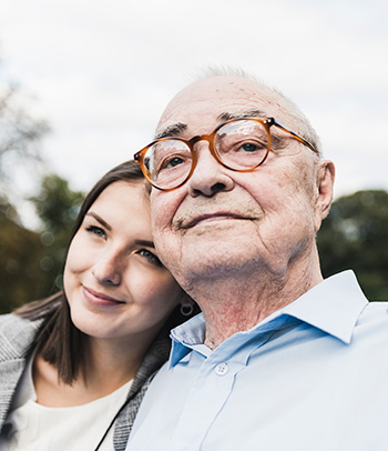 Senior man with his granddaughter.