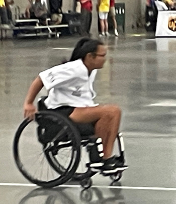 Ipo Valdez playing Wheelchair Softball.