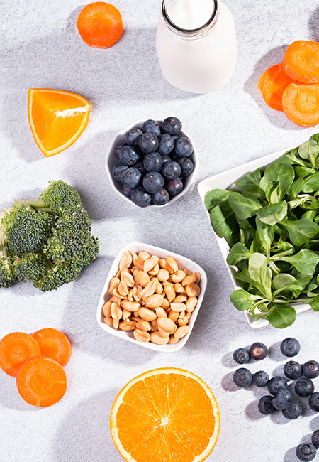 Foods that help maintain healthy eyes.