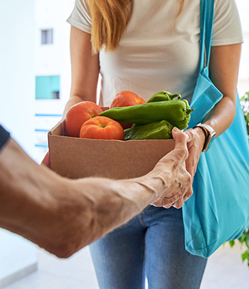 Man getting food assistance.