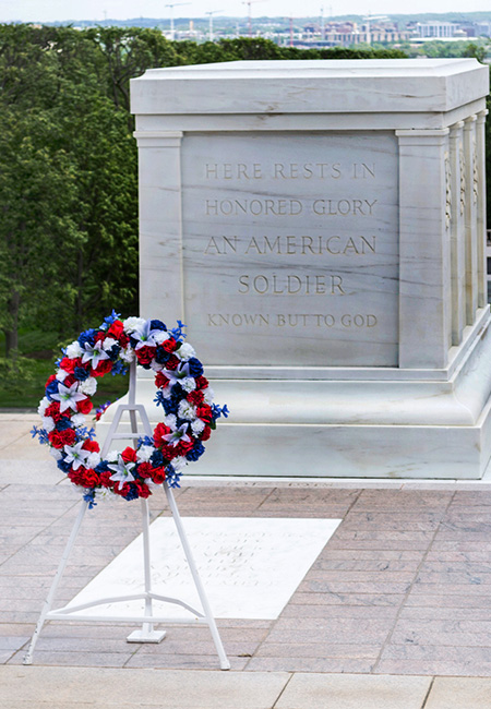Tomb of the Unknown Soldier in Arlington National Cemetery.