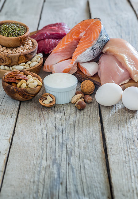 Selection of food high in protein.