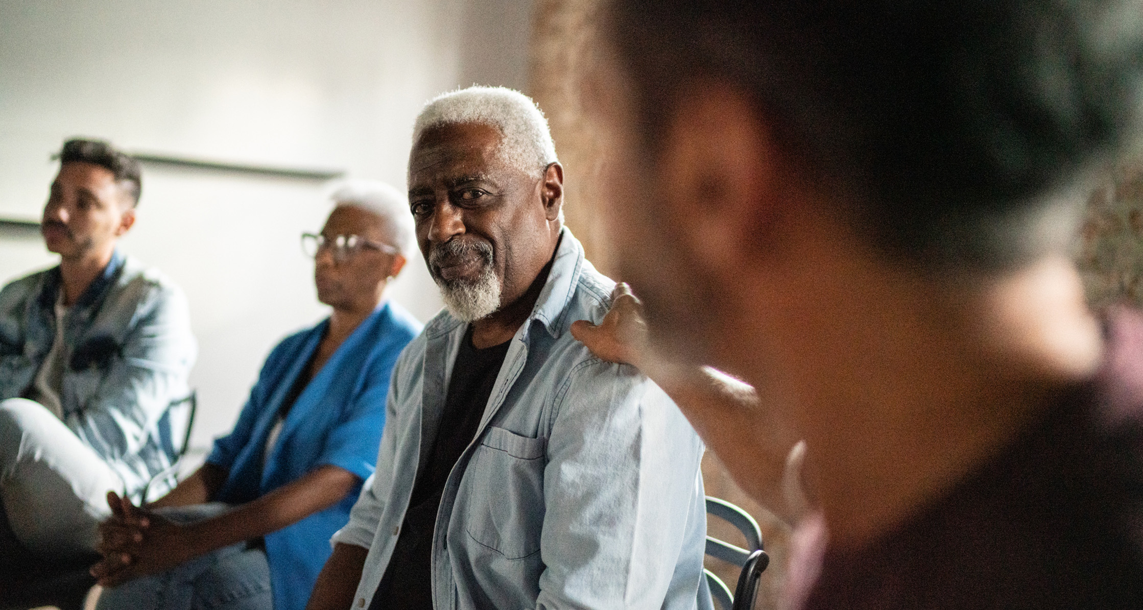 A Veteran receiving advice during psychotherapy.