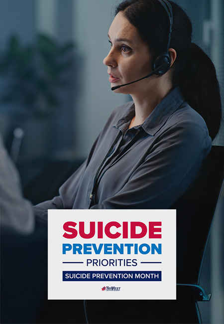 Suicide prevention specialist helping a person on a call.
