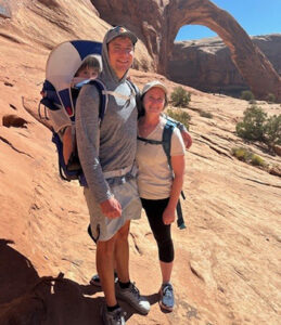 Carrie Burgess hiking with family.