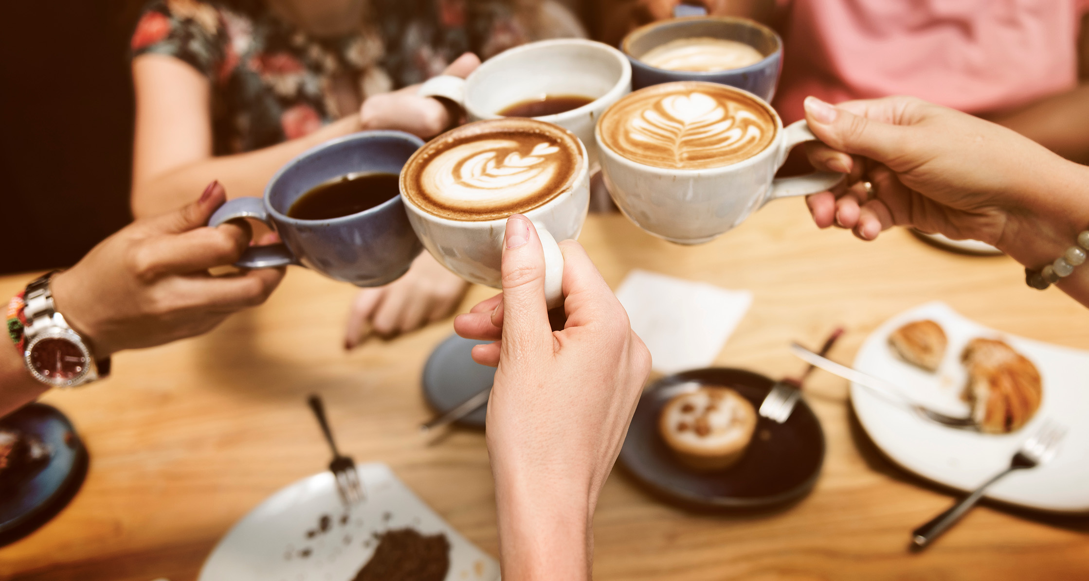 Group of friends enjoying coffee.