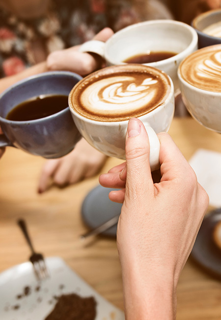Group of friends enjoying coffee.