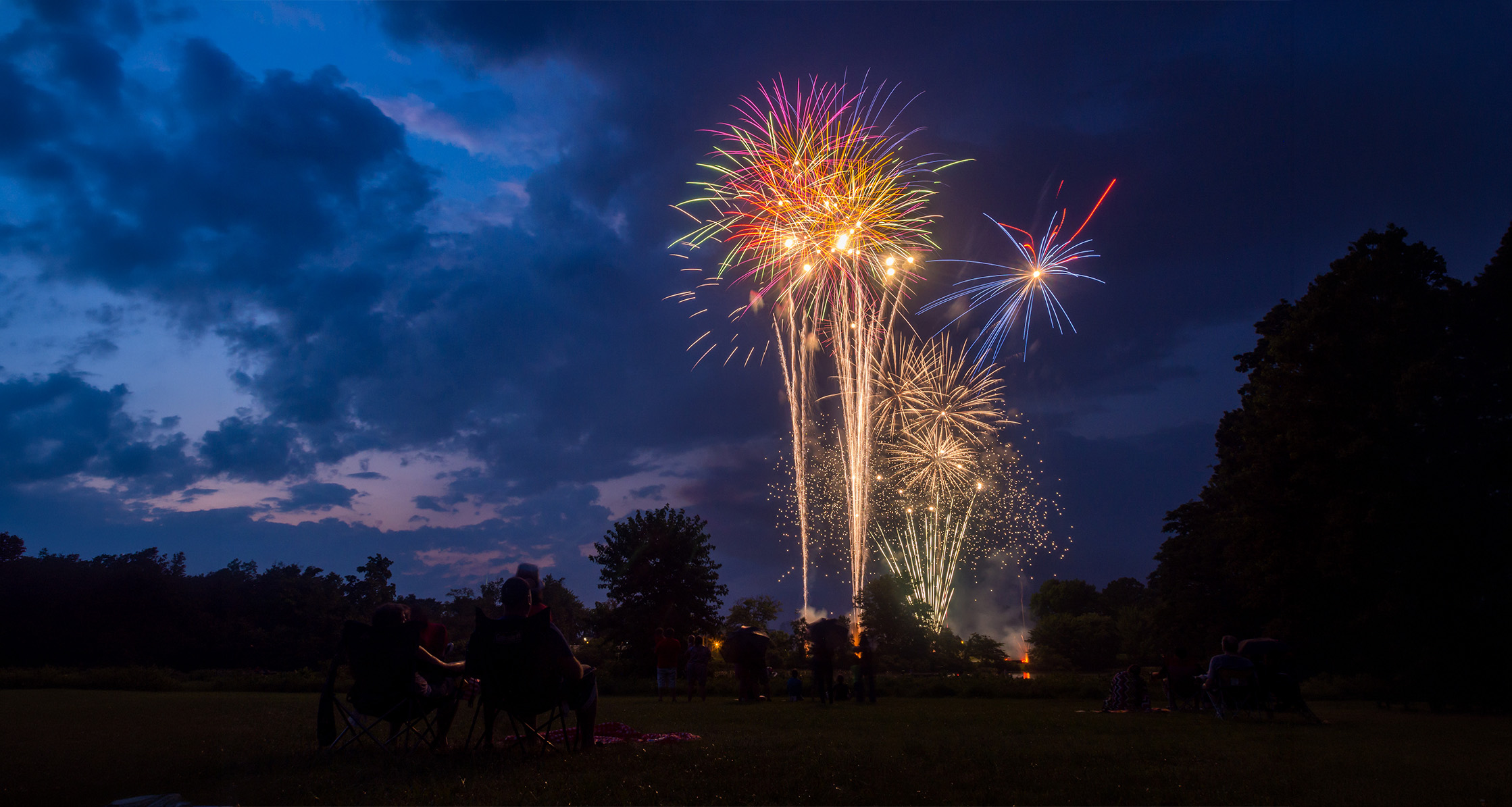 Family watching fireworks.