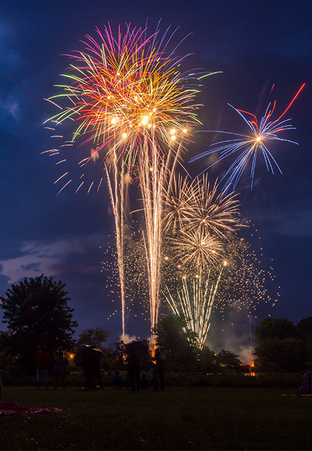 Family watching fireworks.