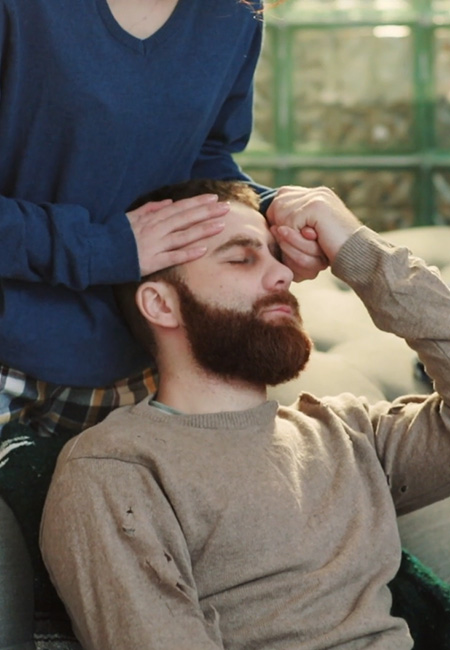 person using a comfort couch